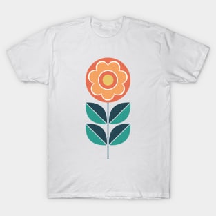 Retro Geometric Flower 5 in Yellow, Orange and Teal T-Shirt